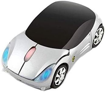 Colorful 3D Sport Car Shape Mouse 2.4GHz Wireless Mouse 1600DPI 3 Buttons Optical Ergonomic Gaming Mice with USB Receiver for PC Laptop Computer (Silver)