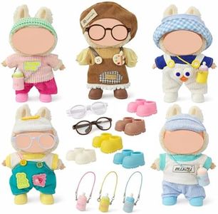 Ezcora 5-Pack Doll Clothes Set for 15–17cm Dolls, Includes 5 Cute Colorful Outfits with Hats and Doll Accessories, Perfect for Play and Display, Doll Accessories for Collectors (No Dolls)