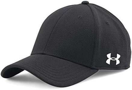 Under Armour Men's Curved Brim Stretch Fit Cap, Black/White, Large/X-Large