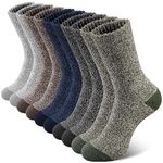 SIMIYA Merino Wool Socks for Men, Winter Thick Hiking Socks, 5 Pairs Thermal Breathable Crew Mens Socks for Outdoor Sports, Multicolor-02