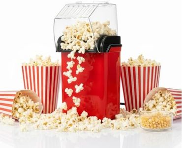 FERNVALE Hot Air Popcorn Maker, Electric 1200W Popcorn Machine with Measuring Cup, Oil-Free Healthy Popcorn Popper for Home, Quick One-Touch Homemade Snack Maker, Red