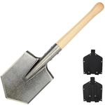 MASTIFF GEARS Battle Wolf Military-Grade Survival Shovel - Heavy Duty Carbon Steel w/Hardwood Handle | Camping, Hiking, Off-Road | Digs Dirt, Sand, Snow, Mud (Battle Wolf Shovel)