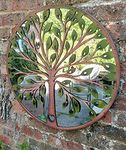 Inspirational Gifting Beautiful green leaf tree of life metal framed wall mirror for your home or garden - 64cm diameter