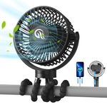 Portable Stroller Fan, 42H 10000mAh Battery Operated Fan Flexible Tripod Clip On Small Fan for Baby Stroller/Carseat/Golf Cart/Camping/Travel, Handheld Personal Cooling Baby Fans, Used As Power Bank