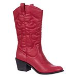 Charles Albert Women's Embroidered Modern Western Cowboy Boot, Red, 7 UK