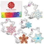 Ann Clark Cookie Cutters 5-Piece Snowflake Cookie Cutter Set with Recipe Booklet, 3.25", 3.5", 4", 4.25", 4.5"