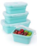 MECHEER Silicone Food Storage Containers with Lids Airtight Food Storage Container Set of 4 Collapsible Food Containers Bento Lunch Box Freezer Microwave Safe Stackable Lunch box Kitchen Organizer