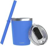 CUPKIN Stackable Stainless Steel Kids Cup Smoothie Tumbler - Powder Coated Insulated Tumblers, BPA Free Lid and Silicone Straw (8 Fl Oz (Pack of 1), Blue)