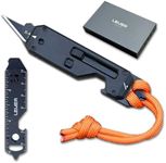 Lever Gear Edge XT - Mini Utility Knife Keychain Multitool w/ 10 Tools - Retractable Razor Blade Mini Box Cutter OTF Knife - Small EDC Pocket Knives For Men Gift (Black-Orng)