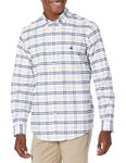 Brooks Brothers Men's Non-Iron Long Sleeve Button Down Sport Shirt, White/Blue Multi, Small