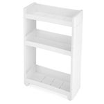 Songmics KFR09WT Slim Recess Trolley, with 3 Shelves, Poll-Out Trolley with Castors for Kitchen, Bathroom, Basement, 17 cm Wide, White