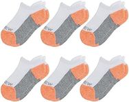 Sunew Baby Toddler Socks, Girls Comfortable Cushioned 6-Pack Ankle Athletic Low Cut Socks White Orange 1-2 Years