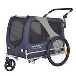 Large Pet Bike Trailer & Stroller For Dogs up to 35kgs Parking Brakes Reinforced Base Floor (Blue/Black), DFC801