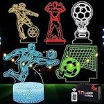 5Pcs Soccer Night Light, Soccer Gifts for Boys 8-12, 5 in 1 Set 3D Soccer Lamp with Remote Control 16 Colors Changing, Birthday Xmas Gift Idea for Kids Sport Fan Boys Girls, Soccer Home Room Decor