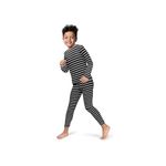 Rocky Thermal Underwear For Boys (Long Johns Thermal Set) Shirt & Pants, Base Layer w/Leggings/Bottoms Ski/Extreme Cold (Black Striped - Small)