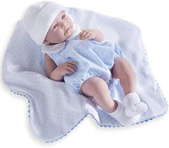 JC Toys La Newborn - Realistic 17" Anatomically Correct “Real BOY” Baby Doll - All Vinyl in Blue Bubble Suit and Blanket Designed by Berenguer Boutique - Made in Spain