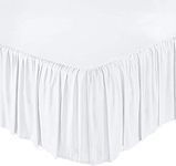 Ruffled Bed Skirt- 10 Inch Drop (King, White) Dust Ruffle with Platform (Available in All Bed Sizes and Colors)