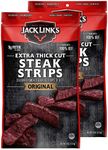 Jack Link's Steak Strips, Beef Jerky, Original Flavor, Snack Bags, Extra Thick Cut Protein Snacks, Ready to Eat - 9g of Protein and 70 Calories Per Serving, Made with Premium Beef, 8 Ounce (Pack of 2)