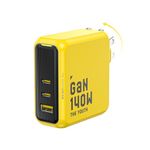 AOHI Youth 140W GaN+ USB C Charger 100W Laptop Fast Charger PD3.1 PPS 3-Port USB C Wall Charger Power Adapter for MacBook Pro 16'', Dell XPS, iPhone 15 Pro, iPad Pro, Tablet, Chromebook, Yellow