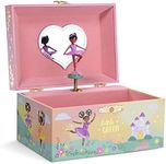 Jewelkeeper Jewelry Box for Girls - Black Ballerina Doll and Little Queen Design Music Box - Swan Lake Tune Musical Jewelry Box - Jewelry Organizer for Necklaces, Bracelets, and Earrings - 6x5x4-Inch