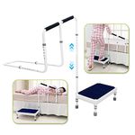 KAVIL Bed Steps for High Beds for Adults Step Stool with Handle for Elderly 2-in-1 Bedside Guard Rails Bed Cane for Seniors Medical Safety Railing Stop Falling Out of Bed Assistance (21.6" Stool)