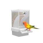 Automatic Bird Feeder,1PC Transparent Hanging Seed Food Container with Perch,No Mess Bird Feeder Bird Cage Accessories for Small and Medium Parakeets Cockatiel Finch Lovebirds (Semi Transparent)