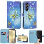 For Samsung Galaxy A15 / A15 5G Case, Premium PU Leather Folio Cover Magnetic Closure Full Protection Book Design with [Card Slots] and [Kickstand] for Galaxy A15/ A15 5G [ 6.5 inch ] (Butterfly Gold)