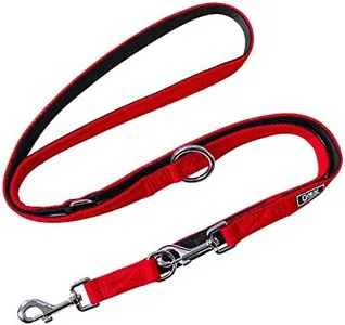 DDOXX Airmesh Dog Leash - 6.6 ft, 3-Way Adjustable Leash Dogs - S (Red)