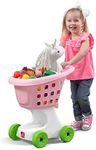 Step2 Little Helper's Shopping Cart for Kids, Grocery Store Pretend Play Toy for Toddlers Ages 2+ Years Old, Durable, Easy Assembly, Bright Colors, Pink