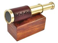 Captains 6" Brass Handheld Mini Telescope with Wooden Box Nautical Collectibles