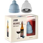 Beanie Wine Stopper | 2 Wine Stoppers in 1 Pack | Cute Wine Accessories | Fun Kitchen Gadgets | Knit-Beanie-Shaped Wine Bottle Stopper w/a Pom-Pom |by Monkey Business