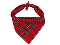 Unique style paws Dog Bandanas 1PC Washable Bibs Scarf, Pet Dog Kerchief, Cotton Triangle Dog Scarfs for Small Medium Large Girl or Boy Dogs and Cats Red Grid