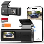 Dash Cam Front, 4K Mini WiFi Dashcam for Cars, Car Camera Dash Cam with 1.47" Display Parking Monitor, Voice Control, Night Vision, 170° Wide Angle, App Control, G-Sensor, Loop Recording, Max up 128GB