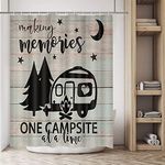 RV Shower Curtain Happy Camper Shower Curtain Farmhouse Camping for Travel Trailers RV Bathroom Accessories Waterproof Easy Care Fabric 47x64 Inch with Hooks