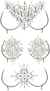 COKOHAPPY 3 Sets of Body Jewels Rave Festival Rhinestone Face Body Jewelry Stick On Crystal Tattoo Nipple Chest Crystal Body Gem Stones Bindi Stickers