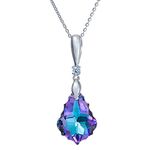 Queenberry Austrian Elements Crystal Baroque Vitrail Light Purple Pendant Rhodium-plated Silver Adjustable Necklace 16'' + 2'' Extender