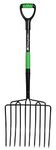 Hooyman Ensilage Fork with Heavy Duty Welded Head Construction, Ergonomic No-Slip H-Grip Handles, 10 Tines, and Fiberglass Core for Gardening, Land Management, Yardwork, Farming, and Outdoors, Small