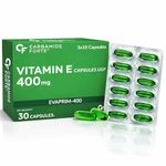 Carbamide Forte 400 mg Vitamin E Capsules for Face and Hair | 100% Natural Vitamin E Supplement with VitaminE Oil | Paraben Free - 30 Capsules
