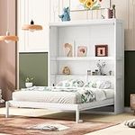Queen Size Murphy Bed with Shelves,