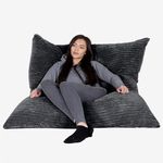 Lounge Pug - CORD - EXTRA Large Bean Bag Floor Cushion - XXL Beanbag - BLACK