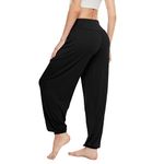 BeautyWill Harem Pants Woman High Waist Yoga Pants Workout Casual Loose Soft Modal Pilates Pants Black,S