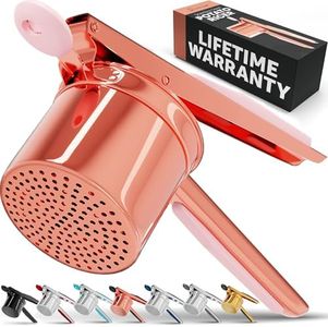 PriorityChef Large 15oz Potato Ricer, Heavy Duty Stainless Steel Potato Masher and Ricer Kitchen Tool, Press and Mash Kitchen Gadget For Perfect Mashed Potatoes - Everytime, Rose Gold and Pink