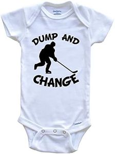Really Awesome Shirts Dump And Change Funny Hockey One Piece Baby Bodysuit, 12 Months White