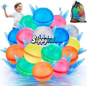 【16 Pack】WABALLO Reusable Water Balloons Fast Refillable for Kids Outdoor Activities, Magnetic latex-free Kids Pool Beach Bath Toys, Self-Sealing Water Bomb Quick Fill for Summer Party