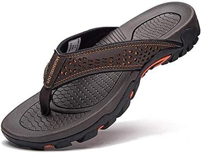 GUBARUN Mens Sport Flip Flops Comfort Casual Thong Sandals Outdoor Brown