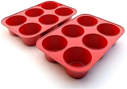 Silicone Texas Muffin Pans and Cupcake Maker, 6 Cup Large, Set of 2, Commercial Use, Plus Muffins Recipe Ebook