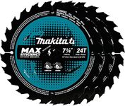 Makita B-61656-3 7-1/4" 24T Carbide-Tipped Max Efficiency Circular Saw Blade, Framing, 3/pk