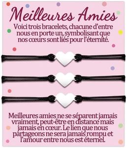 Meilleure Amie Bracelet Cadeau pour 3 Filles Amies Cadeaux Amitie Femme Bracelets D'amitié Anniversaire Noel Bracelets Cadeaux Fetes Des Mere Argent Coeur Bijoux Original Idee 3 Pièce Assortis