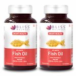 Bliss Welness Fish oil (2000 Omega 3 with 360 mg EPA & 240 mg DHA) for Brain Heart Eye & Joint health of Men & Women - 60 Softgel Capsules (Pack Of 2)