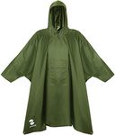 SaphiRose Unisex Rain Poncho Waterproof Raincoat Jacket for Adults Men Women with Long Sleeves, Green /Long Sleeves